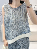Folded New Middle-Chai Porcelain Printing Wrinkles Daily Commute Flower Vest Dress Suit