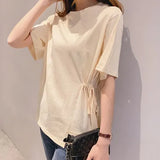 Mujer De Moda 2021 Summer Tshirt Fashion Women Tops Vintage Irregular Korean Clothes Casual Office Lady Tops