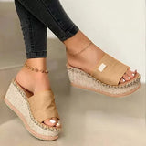 Summer Slippers Women Sandals Plafrom Sandals Ladies Slip-On Flip Flops Shoes Leather Peep Toe Female Sandalias Zapatos