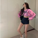 Women Crops Y2k Autumn Slim Vintage Mujer Lady All-match Club O-neck Secy Popular College Ins School Girls Harajuku-Outfit