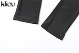 Kliou Sheath Concise Jumpsuit Women Herfst Unique Truncated Mesh See Through One Pieces Slim Simple Casual Female