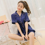 Sleeve Silk Pajamas Spring Women Summer Pajama Sets Silk Pijama Sleepwear Pyjamas Plus Size 3XL 4XL 5XL 85kg Nightwear