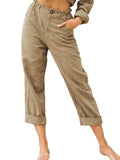 Leisure Summer Solid Color Cotton Linen Fashion Loose High Waist Casual