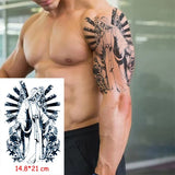 Waterproof Temporary Tattoo Sticker Totem Line Black Classical Tatoo Body Art Arm Leg Fake Tattoos Women/Men Girl 14.8*21