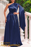 150cm African Women Dress Pleated Long Elegant Party Slim Fit One Sleeve Maxi Robes Female Shiny Gowns Party 2023 Summer-Outfit