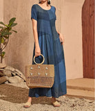 Woherb 2023 New Vintage Loose Waist Pocket Dress Casual Plaid Print Patchwork Women's Dress-Outfit
