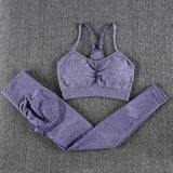 Seamless Gym Two Piece Set Women High Stretchy Tracksuit Women Sports High Waist Leggings Workout Pants Sets