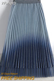 Summer Women Gradient Color Mesh Skirt Elegant High Waist Sequins A-line Midi Length Pleated Skirt QT1785-Outfit
