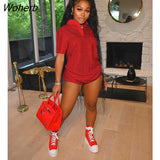 Active Women's Set Short Sleeve Turn-down Neck T-shirt and Shorts Sport Set 2023 Tracksuit Two 2Piece Set Fitness Outfit-Outfit