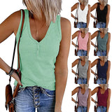 Women's Summer Breasoned Slim Knit Vest Solid Color V-Neck Sleeveless Top For Women-Outfit