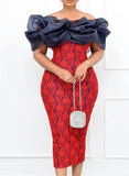 Flower Lace Off Shoulder Midi Party
