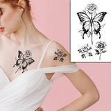 Beautiful Rose Flowers Body Art Neck Abdomen Waterproof Fake Tattoo Sexy for Woman Men Flash Temporary Small Size Tattoo