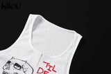 Kliou Aesthetic Graphic Cyber Y2k Streetwear Women Chic Sleeveless Activity Tank Tops 2021 Harajuku Skinny Crop Tops