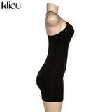 kliou black Skinny Spaghetti Strap sleeveless Street woman Rompers classic bar club Bodycon jumpsuits body femme
