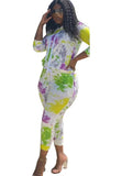 Autumn Paints Print Tight Hoodies 2pc