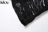 Kliou Mesh Stacked Maxi Dress See Through Sexy Women New Fashion Sleeveless Backless Spaghetti Strap Female Clubwear