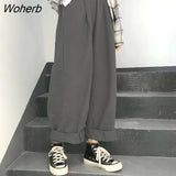 Pants Women Solid Simple Loose Chic Wide Leg Trousers Females Harajuku Streetwear Ulzzang New Pantalones De Mujer Unisex-Outfit