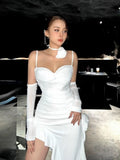 See Through Ruffles Tassels Fairy Dresses Flower Sexy Waist Wrapping Dress For Women Summer Beach Holiday Short Dressing-Outfit