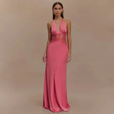 Summer New Women's Deep V-Dress Long Dress Lace Perspective Sexy Bodydress Dress