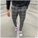 New Men's Casual Dating Men's Lattice Solid Nine-Point