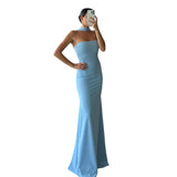 Crepe Mermaid Long Evening Dresses Simple Sleeveless Saudi Arabric Prom Dresses Dubai Formal Party Gowns For Women-Outfit