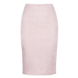 Multi Color Suede Midi Pencil Skirt Women 2021 Fashion Elastic High Waist Office Lady Bodycon Skirts