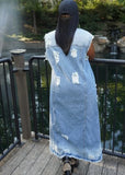 Spring Casual Blue Sleeveless Ripped Long Jeans