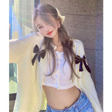 Cardigan Women Bow Temperament Loose Trendy Gentle Sweet Girls Knitwear Soft Female Sweaters Teenagers Ulzzang 2021