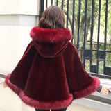 Mink Fleece Short Style Women Capes Hooded Female