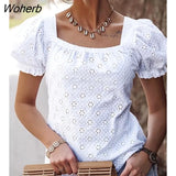 Women Plain Bow Tied Back T-Shirt 2022 Femme Casual Puffy Sleeve Kawaii Tunics Office Lady Blouse New Clothing traf-Outfit