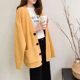Women Spring Autumn Fashion New Knitted Loose Korean Style Fairy Sweater All-match Warm Single Breasted Casual Hot