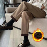 Plus Velvet Woolen Pants Women Casual Loose High Waist Ankle Ankle Office Lady Pants Autumn Winter Thick Warm Trousers-Outfit