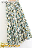 Spring Summer Women High-waisted Floral Printed Skirts Women Casual Midi Skirt All-match With Big Swing QT1715-Outfit