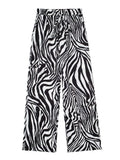 Women Chic Fashion Side Pockets Loose Wide Leg Pants Vintage High Elastic Waist Drawstring Female Trousers Mujer-Outfit