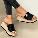Women Wedges Slippers 2021 Fashion Platform High Heels Slippers Mules Casual Outdoor Beach Slides Flip Flops