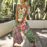 jumpsuits women pants Summer Solid V Neck Sexy Sleeveless Backless Romper Ladies Fashion Bandage Wide Leg