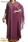 African Dress for Women Kaftan African Clothing Luxury Rhinestone Robe Femme Chiffon Evening Long Dress Africa Clothes-Outfit