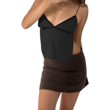 Hot Dew Back Nine-Point Blouse Summer Sexy Strap Fine Shoulder Strap Sling Cute Mini