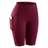 Women High Waist Gym Short Sport Leggings Phone Pockets Jogging Running Trainning Stretchy Fitness Gym