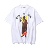 West Oil Painted Letter Foam Loose T Shirts Men and Women High Street Short Sleeve Oversize Tshirt