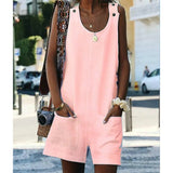 Linen Overall Jumpsuit Homewear Women 2020 Summer Cotton Linen Loose Casual Playsuit combinaison femmel