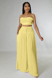 Casual Crop Top And Loose Pant Two Piece