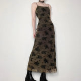 Woherb Dark Wind Cool Girl Dirty Print 2023 Summer New Women's Street Spice Girl Sling Long Skirt Woman-Outfit