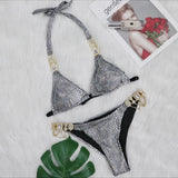 Woherb Hot-Selling New Crystal Diamond Chain Swimsuit Split Swimsuit Sexy