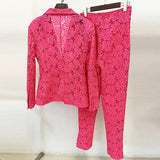 New Star Fashion Water-Soluble Lace Suit Small Foot Trousers Set Two
