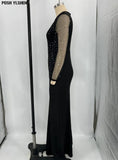 Dresses for Women Dashiki Sexy Black Sequins Mesh African Clothes Plus Size Christmas Party Bodycon Long Africa Dress-Outfit