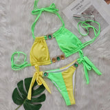 Woherb 2024 New Crystal Diamond Bikini Sexy Quilting Tied With Women's Split