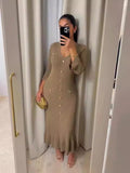 2025 Long-Sleeved Dress With Slim Skinny Knitted Long-Sleeved