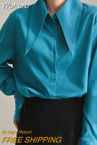 Long Sleeve White Shirt Women Autumn Winter New Fashion Office Satin Blouse Women Clothes Loose Chic Collar Tops 18015-Outfit