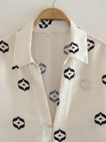 2023 Women Summer 2 pieces sets Fashion Print Blouses Shirts Tops and Trousers Female Satin Elegant Suits Clothing-Outfit